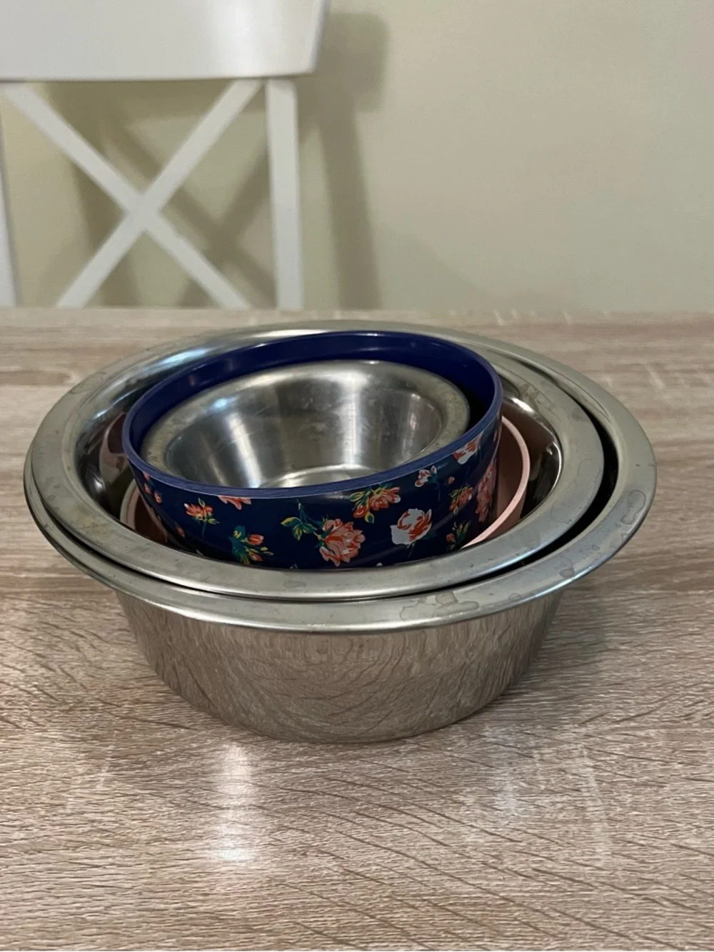 8 Stainless Steel miscellaneous pet dog cat bowls catch all bundle set chrome